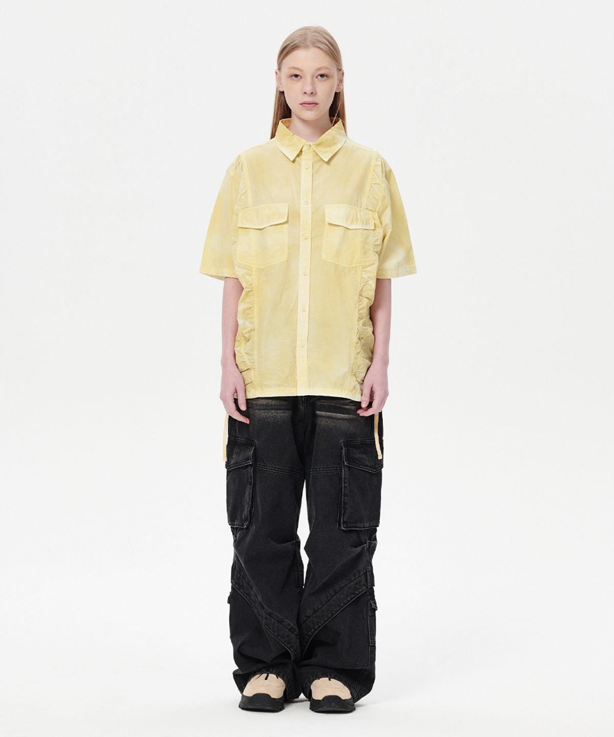 마하그리드(MAHAGRID) SPRAY DYED HALF SHIRT BEIGE(MG2EMMW340A)