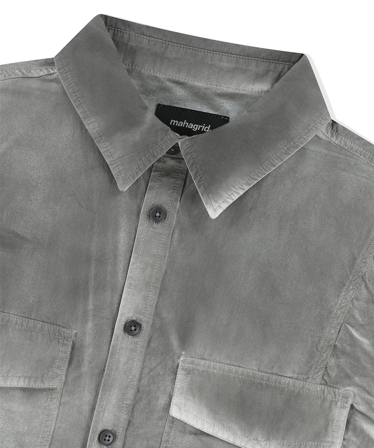 마하그리드(MAHAGRID) SPRAY DYED HALF SHIRT CHARCOAL(MG2EMMW340A)