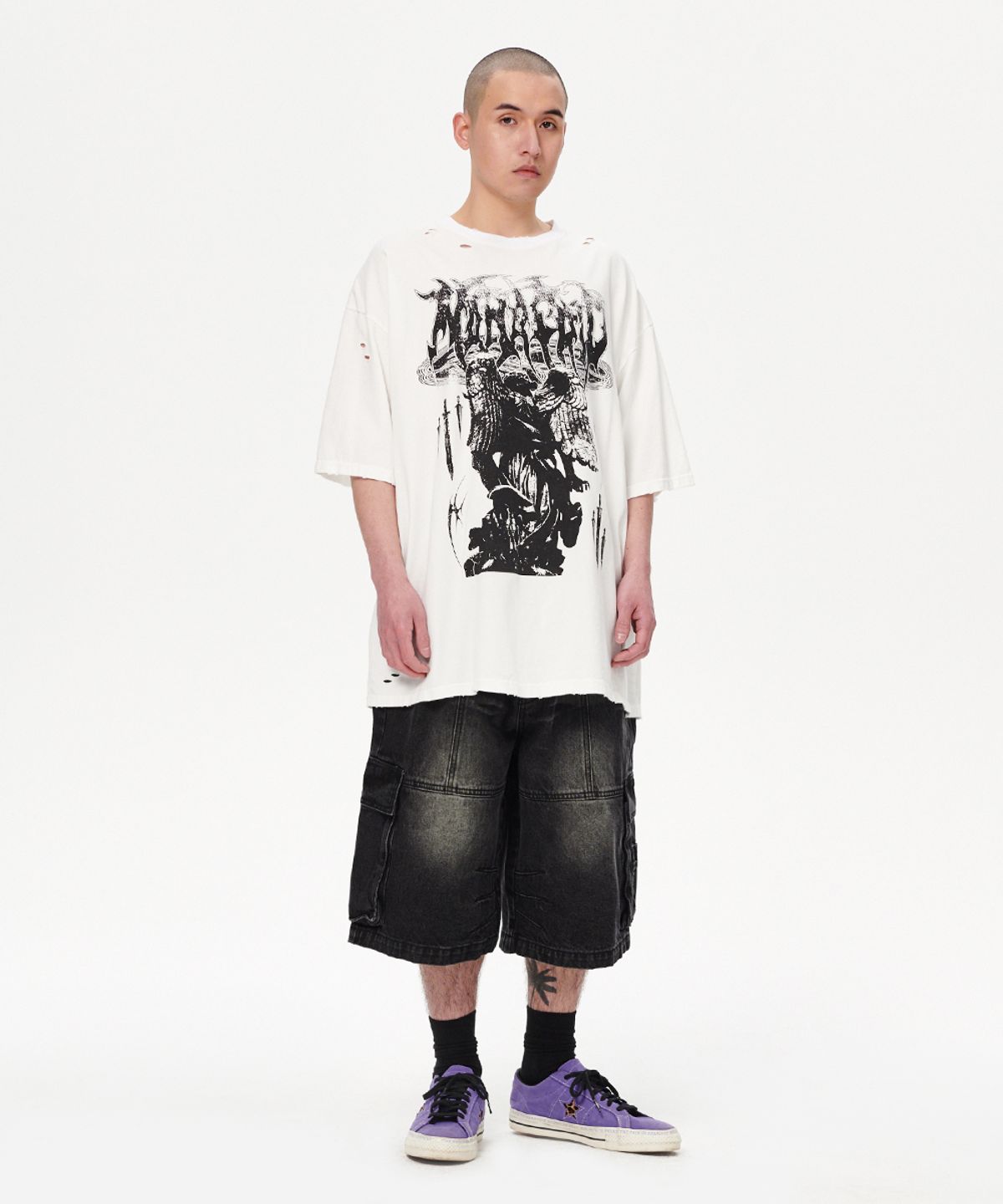 마하그리드(MAHAGRID) BERMUDA CARGO DENIM SHORT BLACK(MG2EMMD161A)
