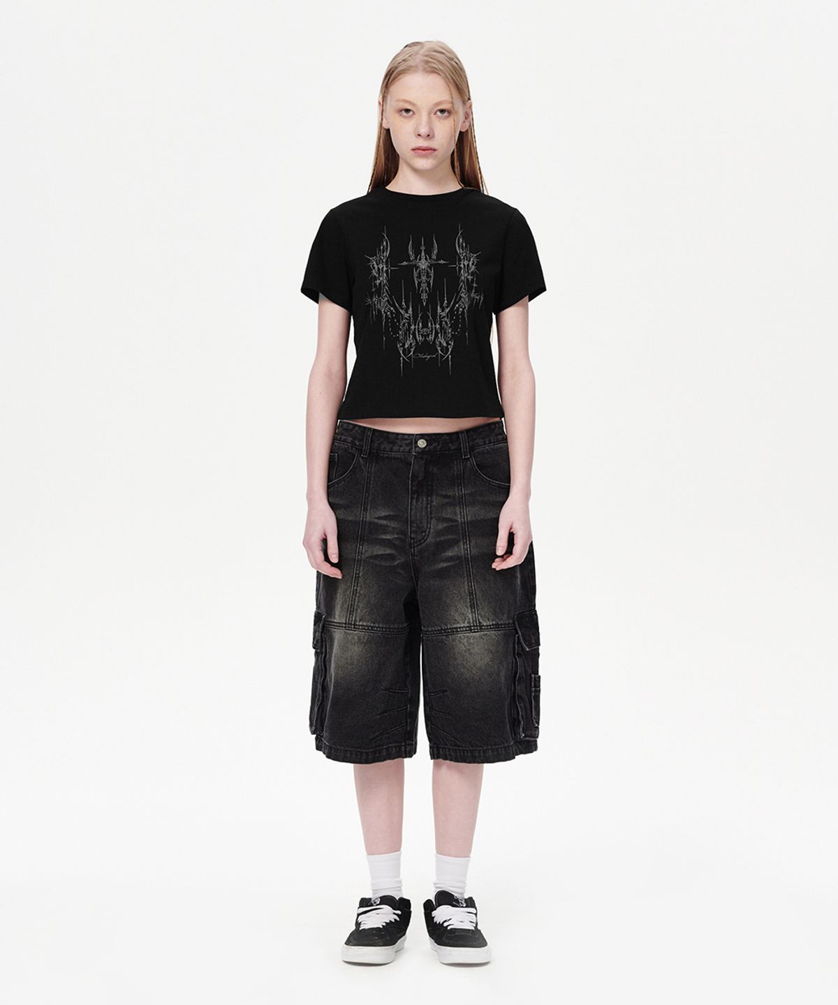 마하그리드(MAHAGRID) BERMUDA CARGO DENIM SHORT BLACK(MG2EMMD161A)