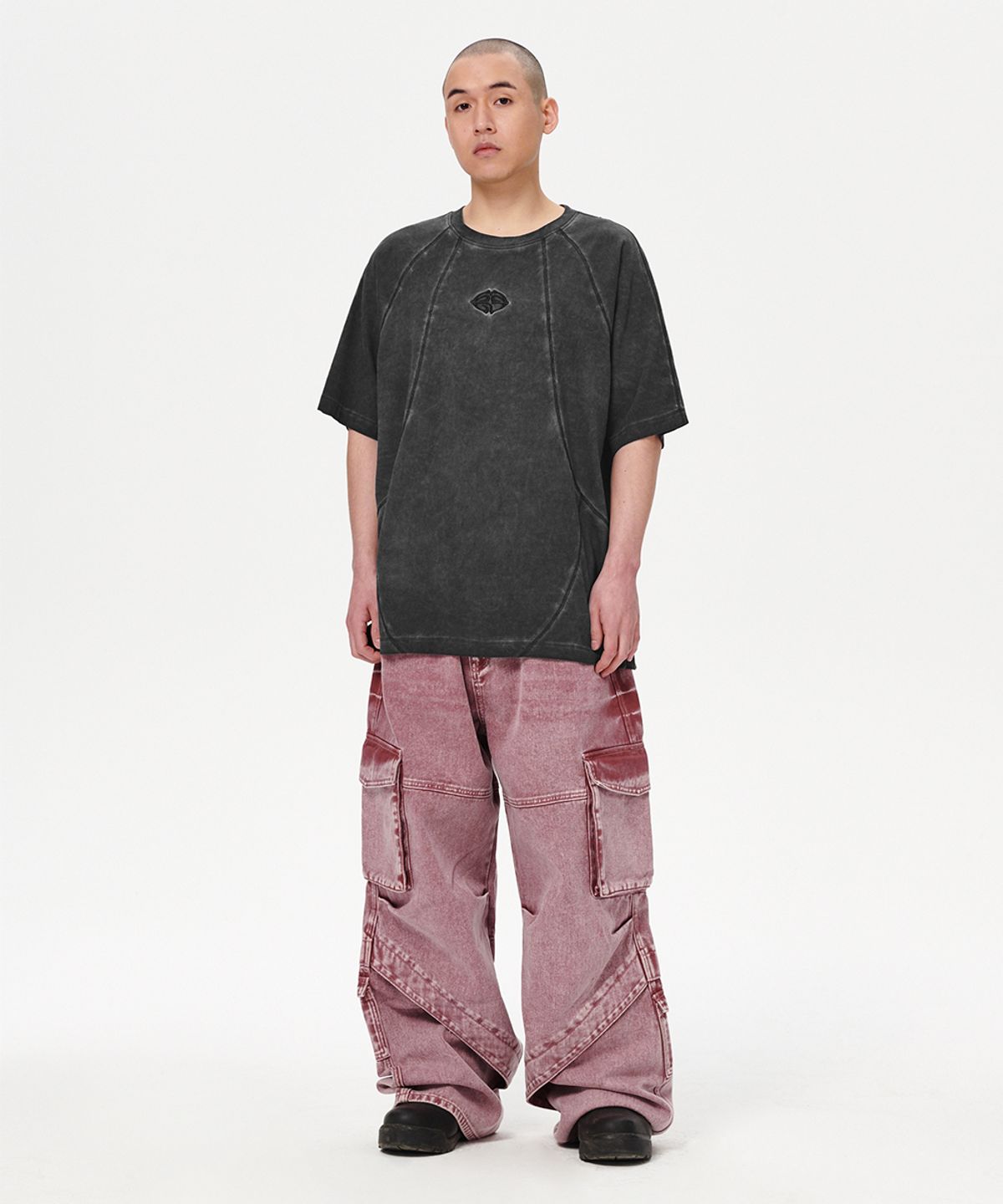 마하그리드(MAHAGRID) CURVED SEAM PIGMENT TEE CHARCOAL(MG2EMMT507A)