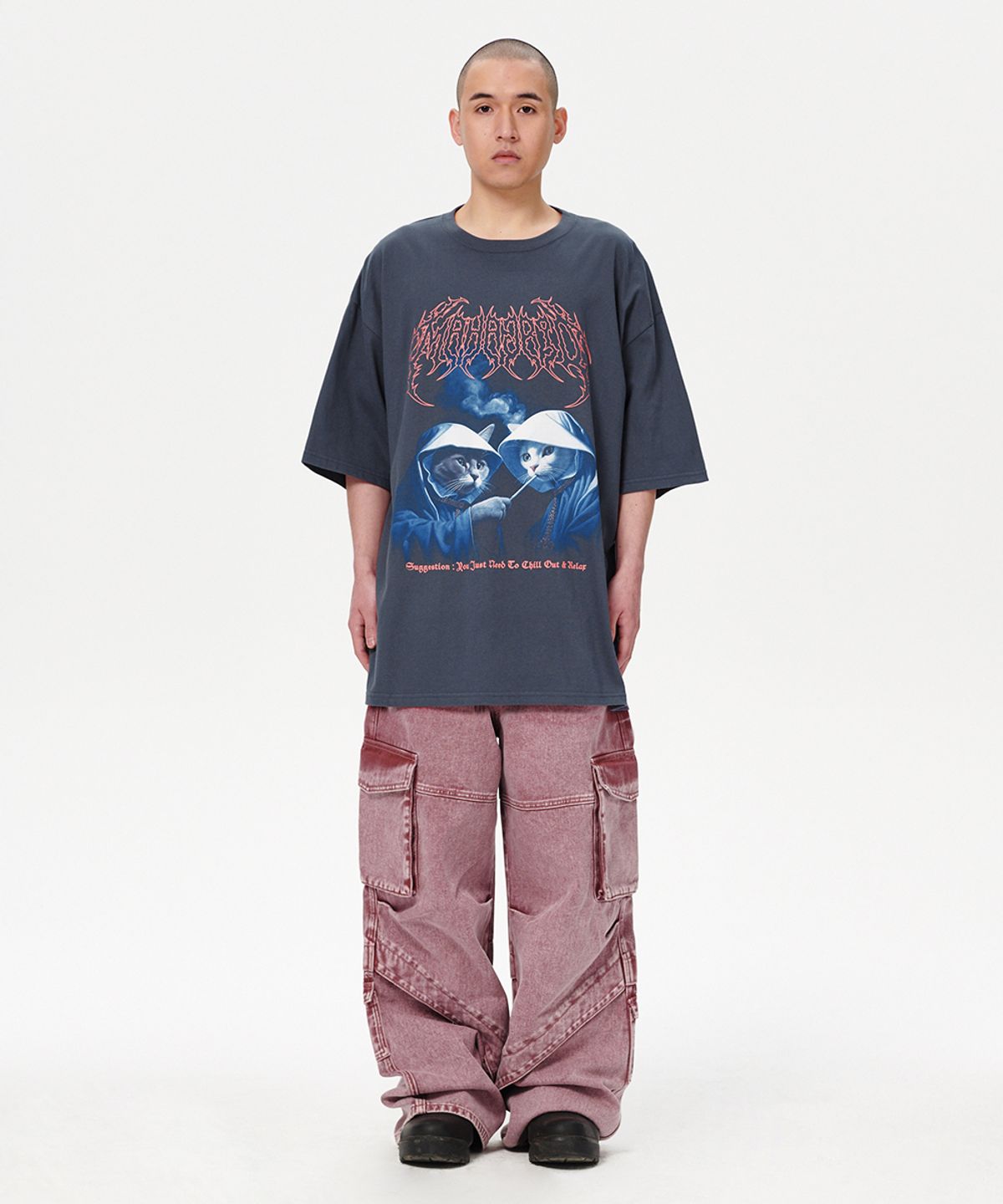 마하그리드(MAHAGRID) SMOKING CAT TEE NAVY(MG2EMMT523A)