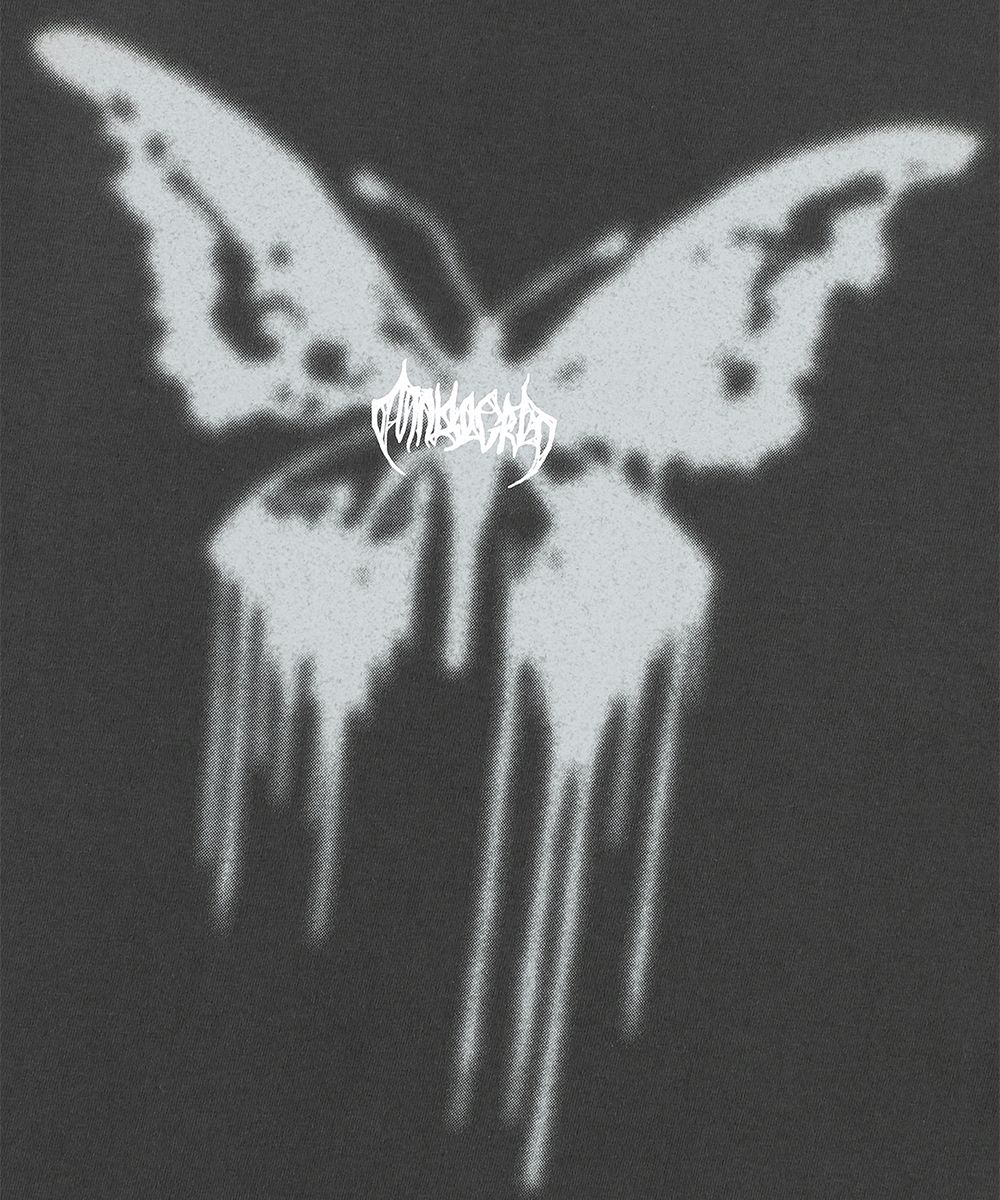 MUSINSA公式 | MAHAGRID BUTTERFLY GOTH TEE CHARCOAL(MG2EMMT538A)