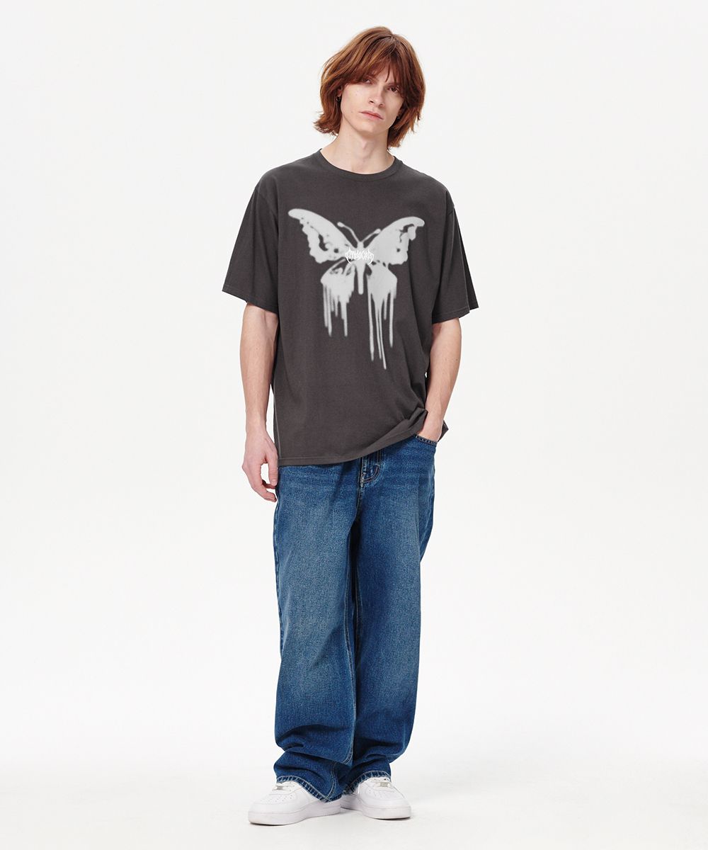 mahagrid■BUTTERFLY GOTH TEE■送料込 Shipping Begin 6/19]BUTTERFLY GOTH TEE[CHARCOAL] - MAHAGRID