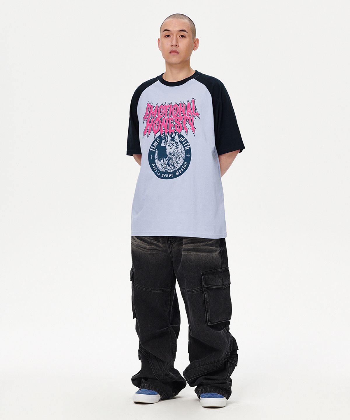 마하그리드(MAHAGRID) COOL CAT RAGLAN TEE BLUE(MG2EMMT542A)