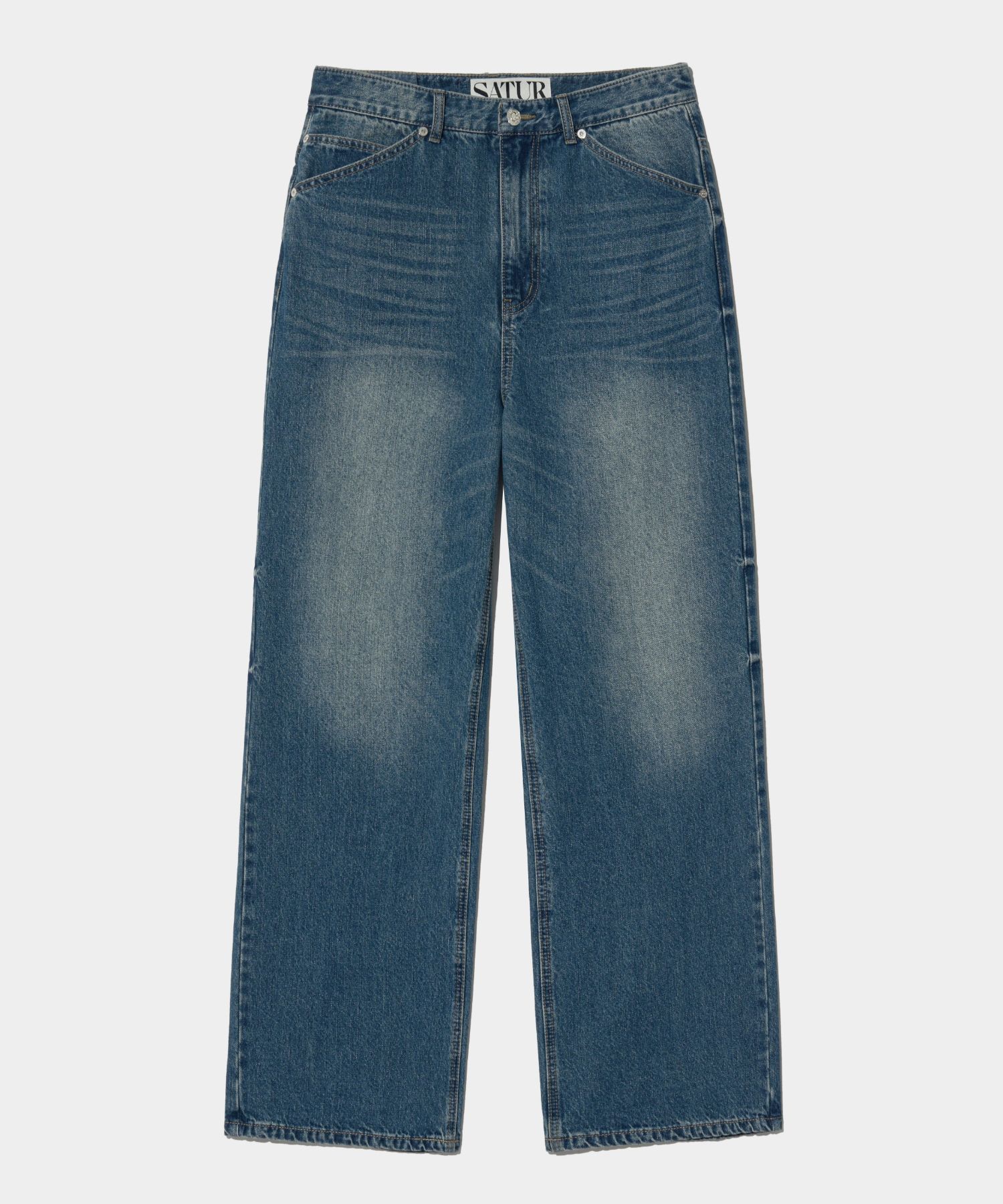 ★SATUR★ Rain Wide Straight Denim Pants Light Washed Blue MUSINSA | SATUR Rain Wide Straight Denim Pants Light Washed Blue