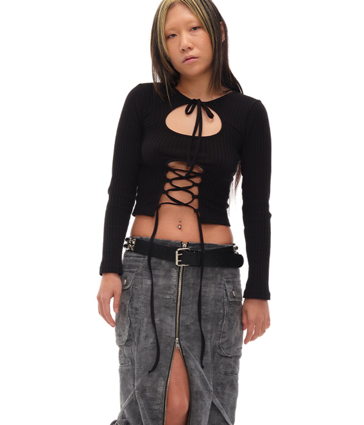 유쓰배쓰(YOUTHBATH) MULTI STRING LONG SLEEVE_BLACK