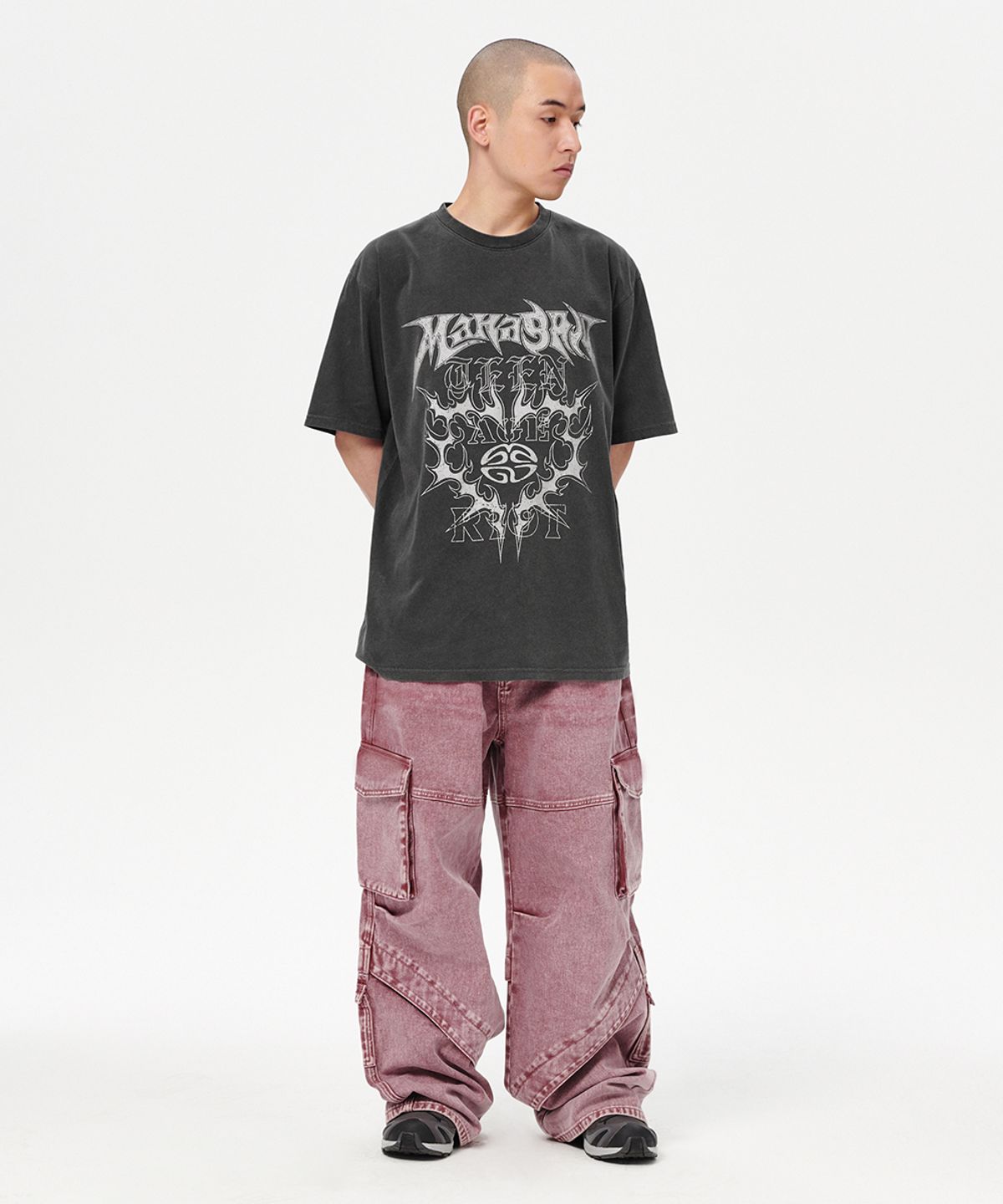 마하그리드(MAHAGRID) WIDE CARGO DENIM PANT PINK(MG2ESMD112A)
