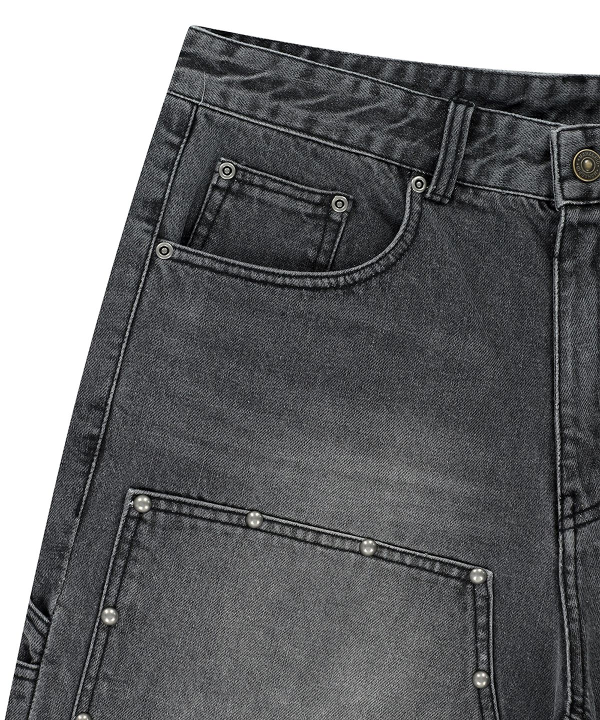 마하그리드(MAHAGRID) STUD DOUBLE KNEE DENIM SHORT BLACK(MG2EMMD160A)
