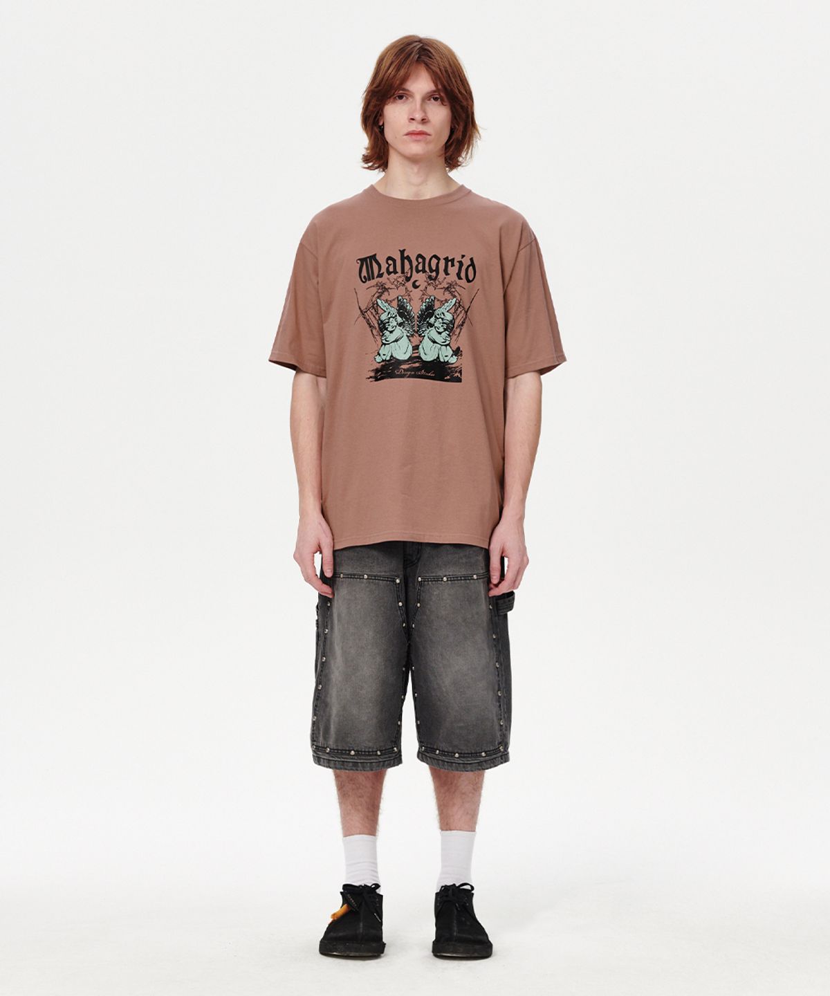 마하그리드(MAHAGRID) STUD DOUBLE KNEE DENIM SHORT BLACK(MG2EMMD160A)