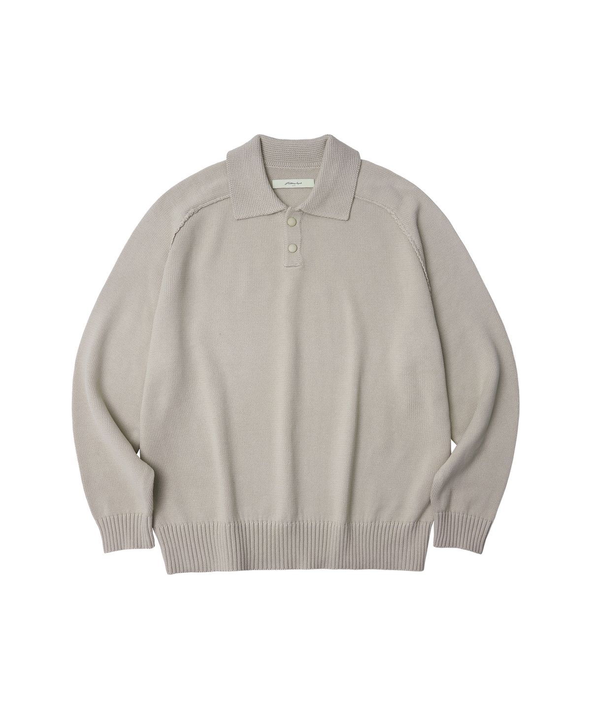 하프크라이즈 레이아웃(HALBKREIS LAYOUT) T20038 칼라 래글런 니트_Grayish beige