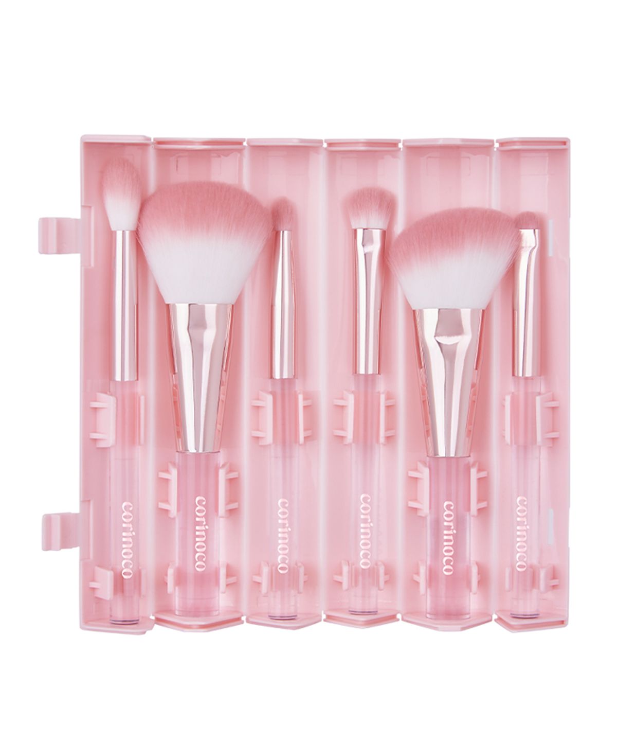코링코(CORINGCO) 핑크 롤 메이크업 브러쉬 세트 6pcs