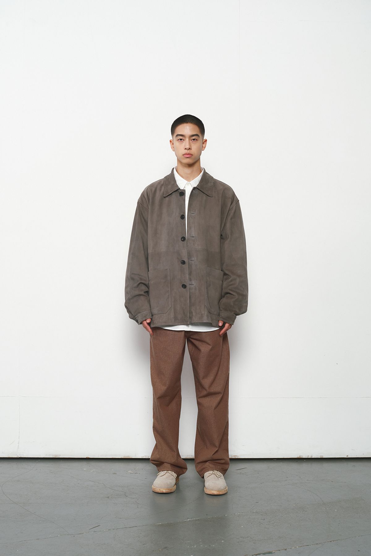 홀리선(HORLISUN) Capital Suede Leather Work Jacket Olive