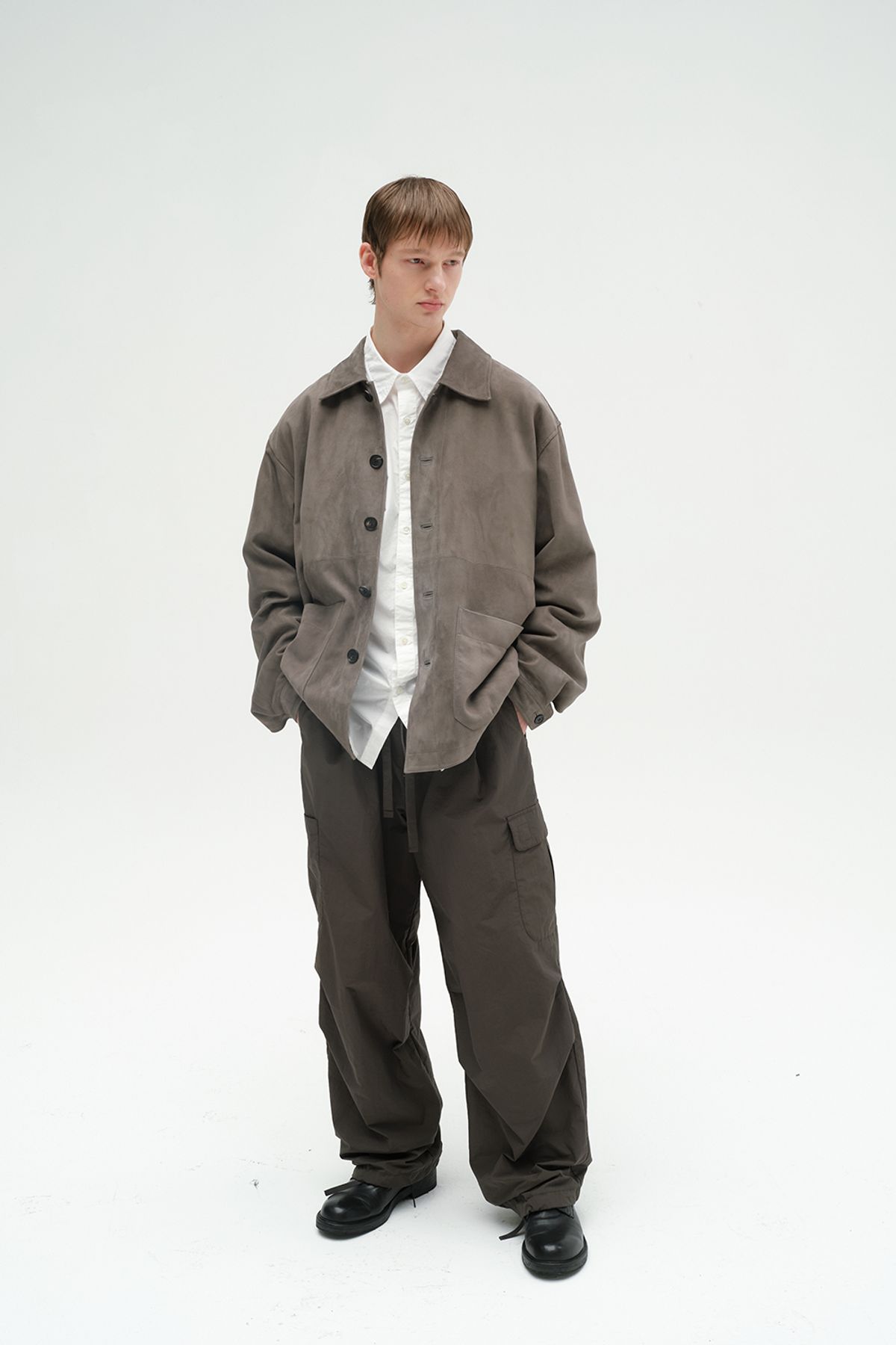 홀리선(HORLISUN) Capital Suede Leather Work Jacket Olive