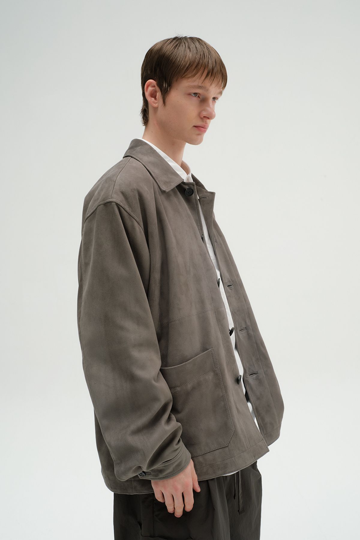 홀리선(HORLISUN) Capital Suede Leather Work Jacket Olive