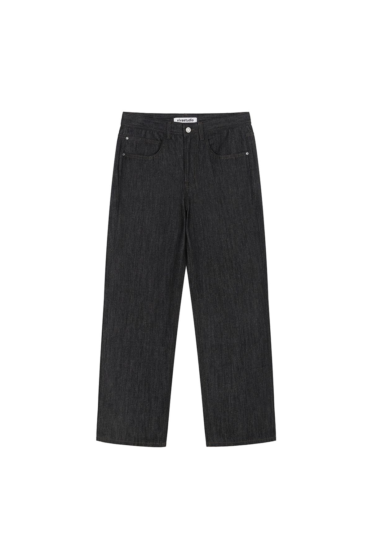 비바스튜디오(VIVASTUDIO) STRAIGHT SLUB DENIM PANTS [BLACK]