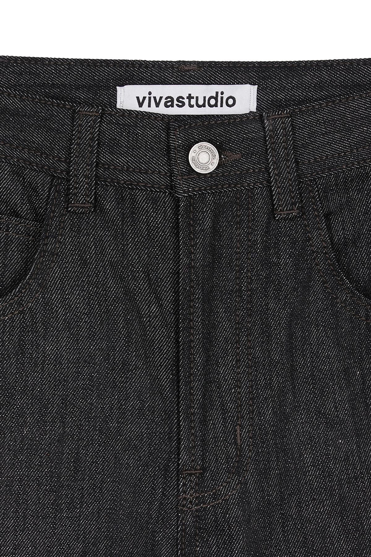비바스튜디오(VIVASTUDIO) STRAIGHT SLUB DENIM PANTS [BLACK]