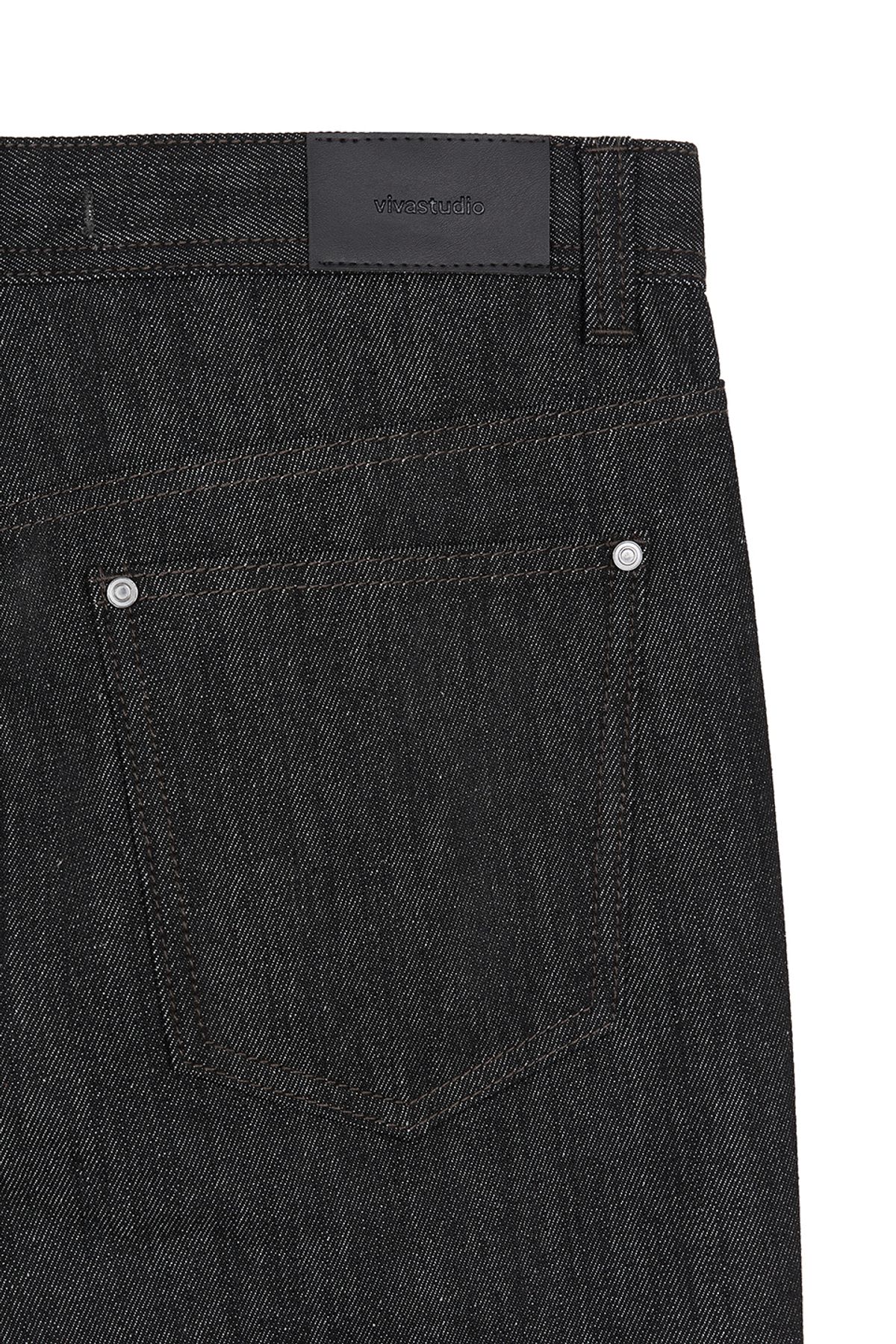 비바스튜디오(VIVASTUDIO) STRAIGHT SLUB DENIM PANTS [BLACK]