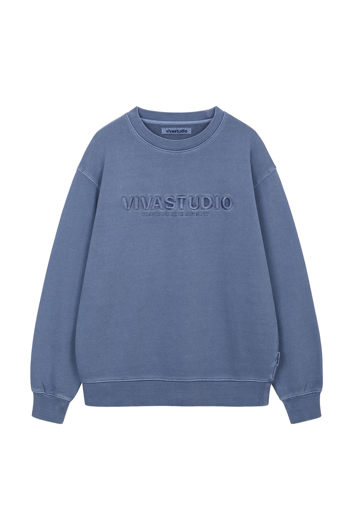 비바스튜디오(VIVASTUDIO) LOCATION EMBROIDERY CREWNECK [CHARCOAL BLUE]