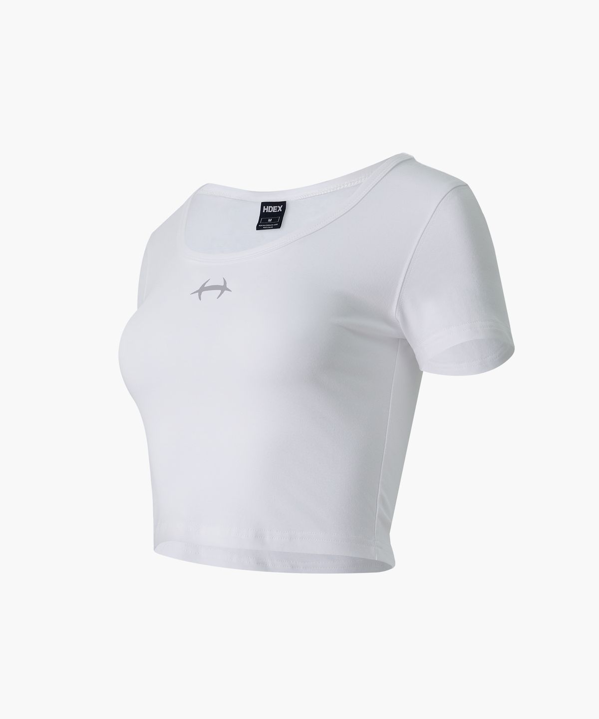 에이치덱스(HDEX) 우먼스 심볼 딥 네크 크롭 숏 슬리브 (White)