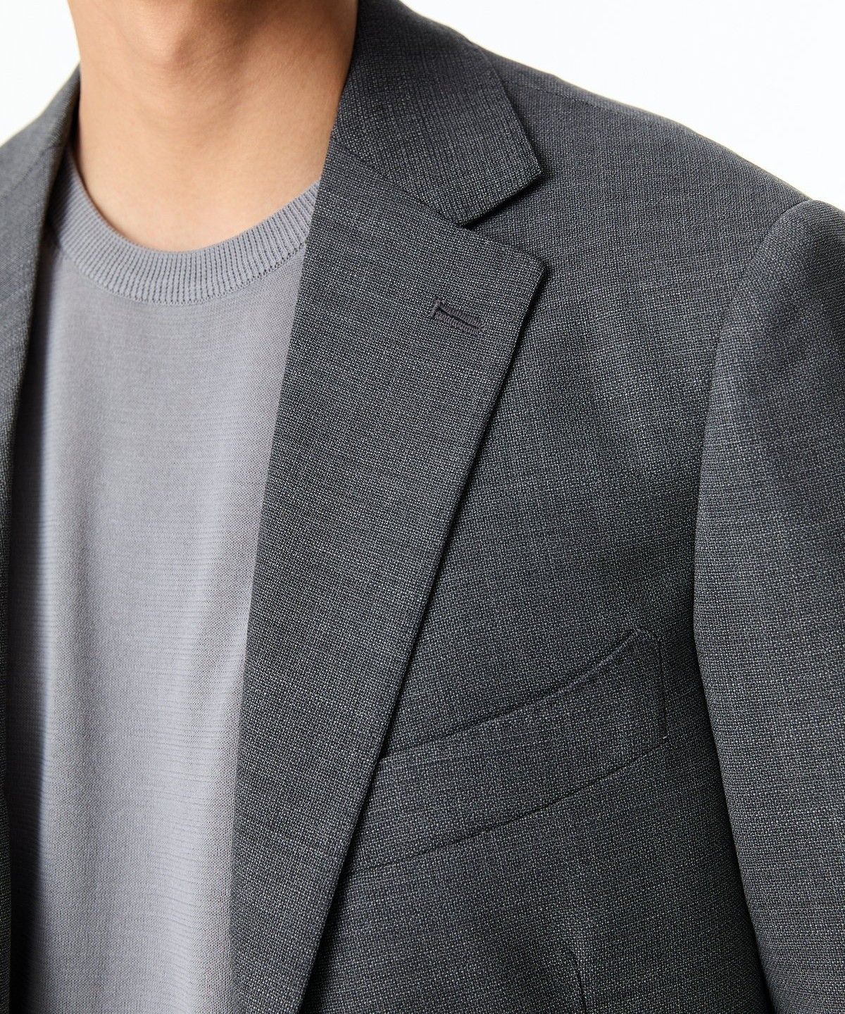 맨온더분(MAN ON THE BOON) [LOROPIANA FABIRC] 노치트 라펠 울 싱글 자켓_그레이 4714151001