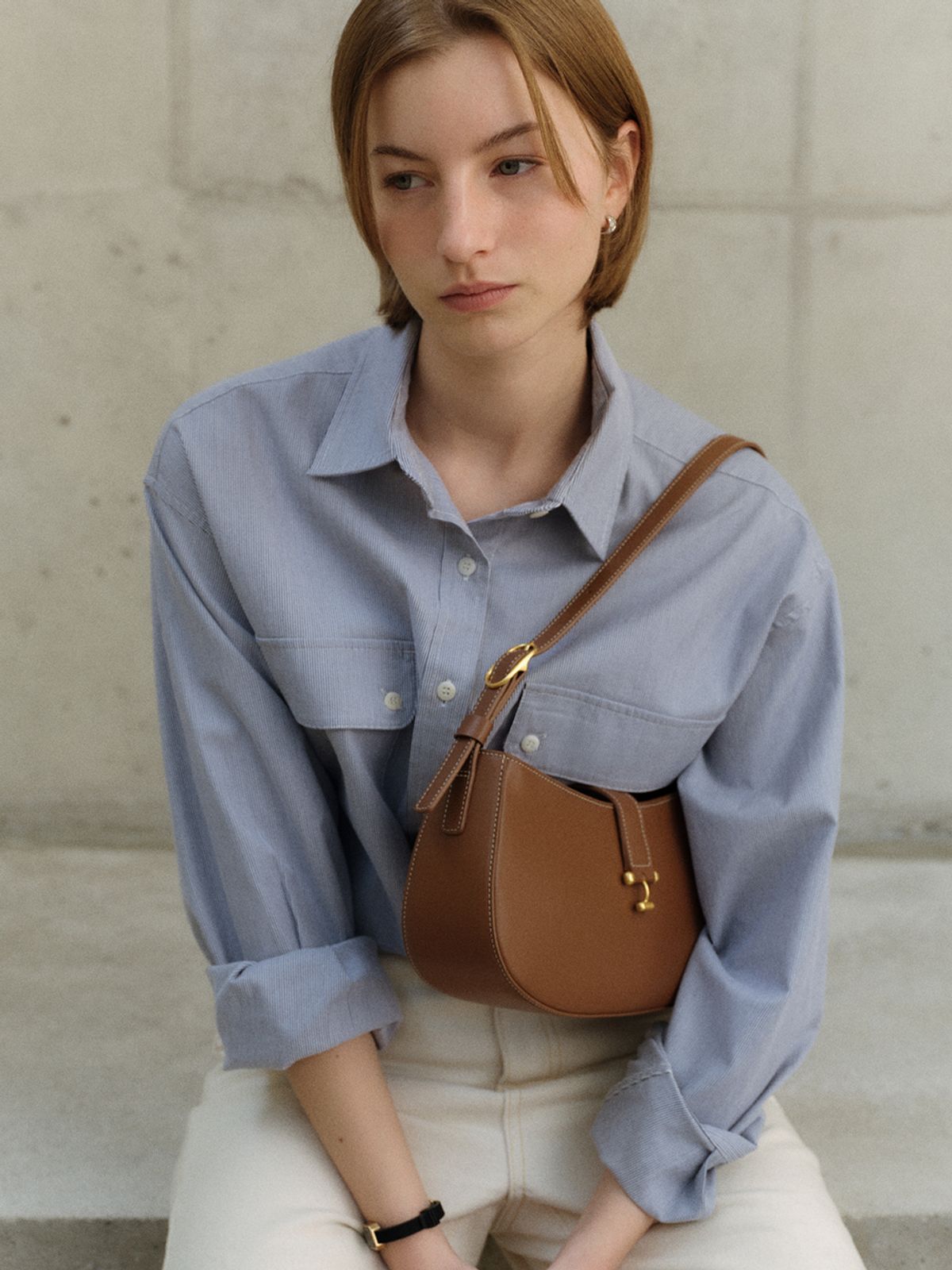 드메리엘(DEMERIEL) Tilda Hobo Bag Tan Brown