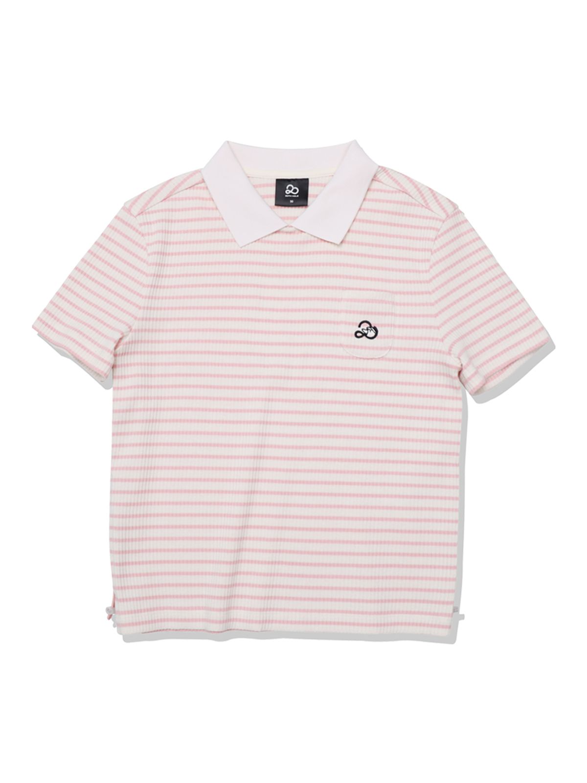 투에니스홀(20TH HOLE) 스트라이프 셔링 포켓 카라 티셔츠 우먼 [CORAL]