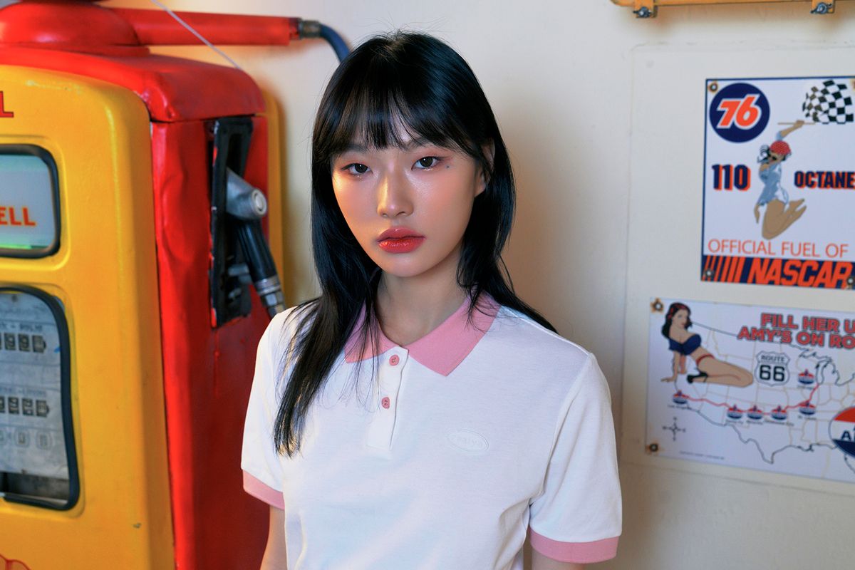 로시야(ROSIYA) 심플 기본 카라 티셔츠 그레이