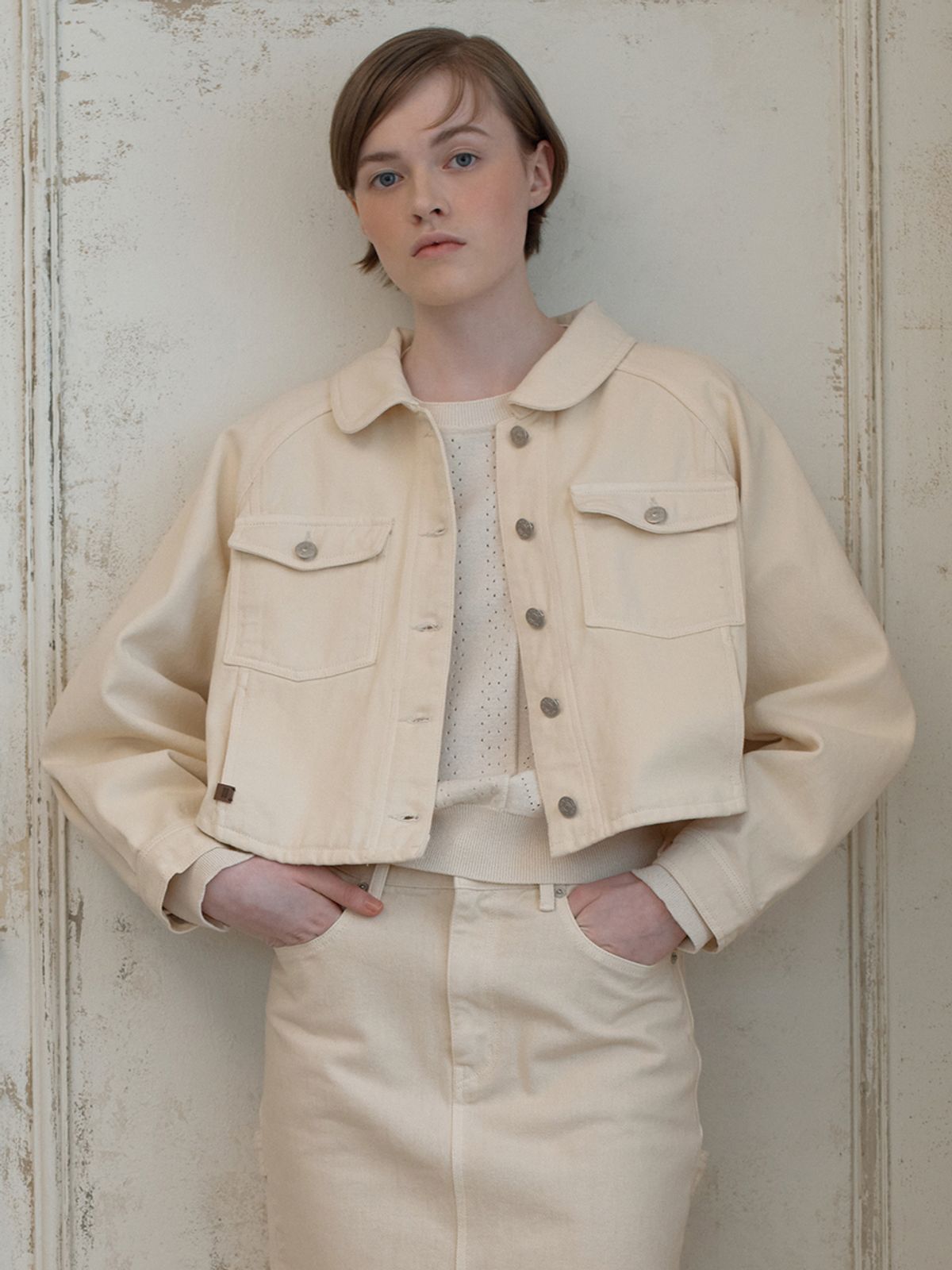 오더먼트 바이 보카바카(OTHEMENT BY VOCAVACA) Denim Crop Shirt Jacket VC2433JK301M