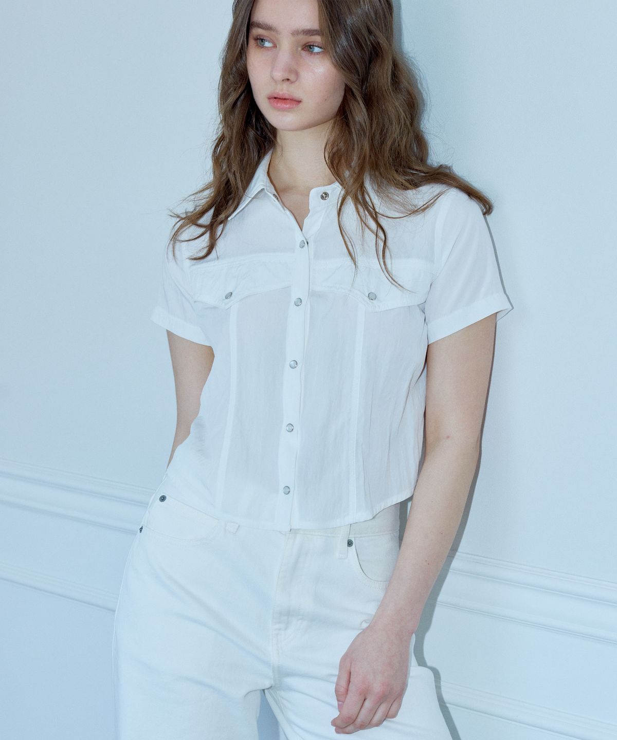 마롯(MARROT) WESTERN CROP SHIRT_WHITE