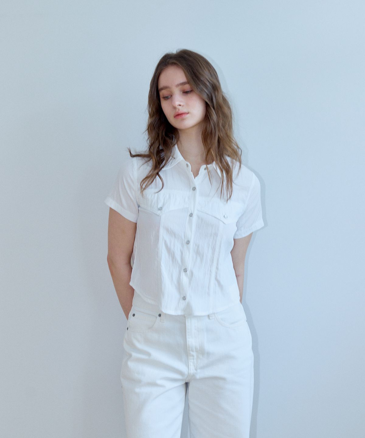 마롯(MARROT) WESTERN CROP SHIRT_WHITE