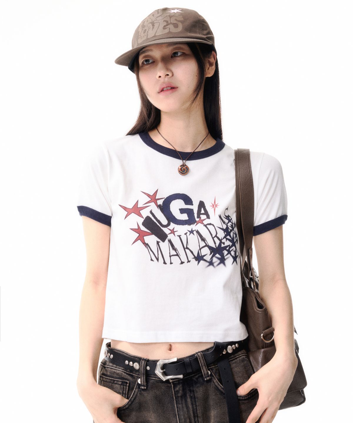 이우가마카라스(IUGAMAKARAS) Printed Nylon Ball Cap (Khaki)