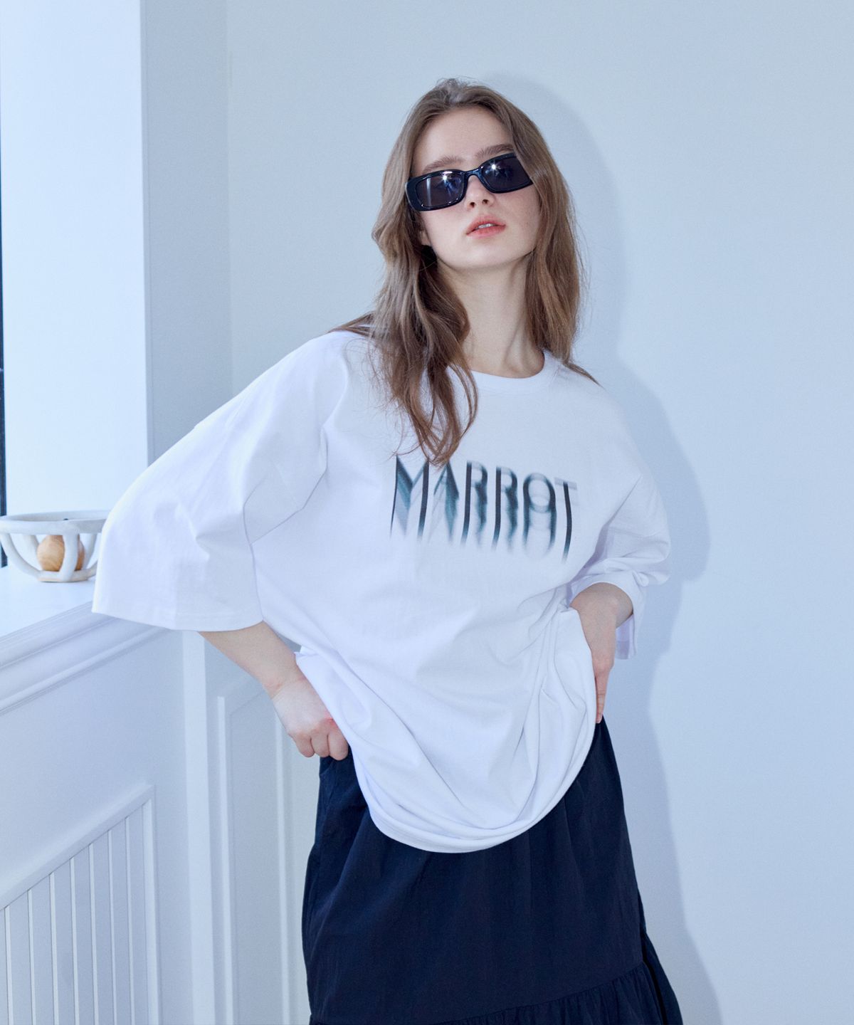 마롯(MARROT) SPRAY OVERSIZED T-SHIRT_WHITE
