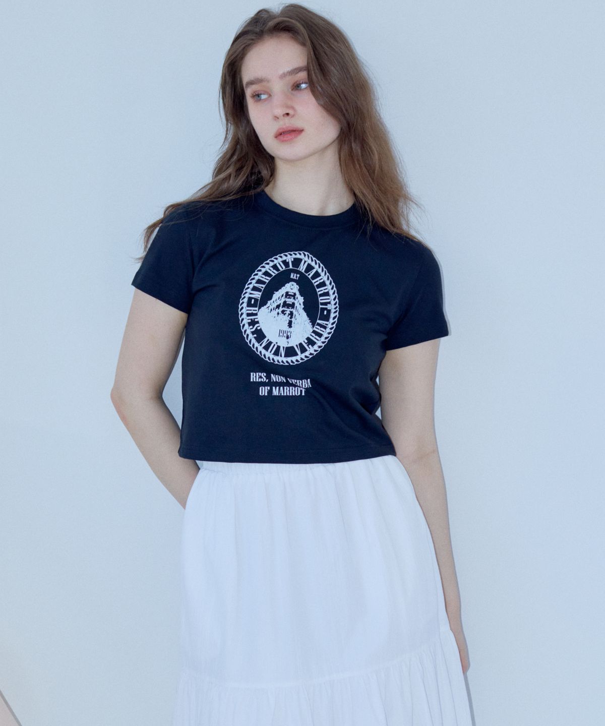 마롯(MARROT) FRENCH CROP T-SHIRT_BLACK
