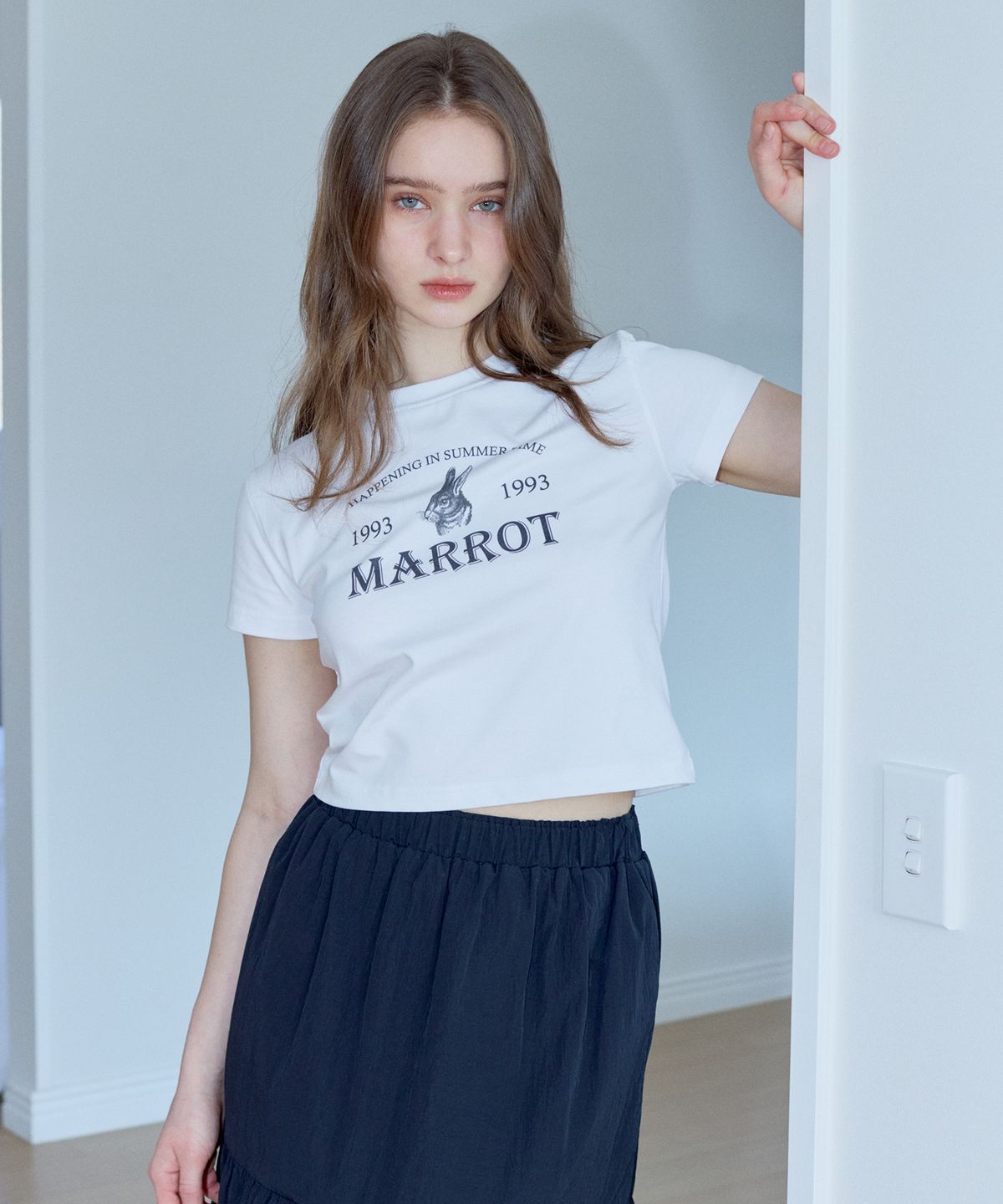 마롯(MARROT) HOLIDAY RABBIT  CROP T-SHIRT_WHITE