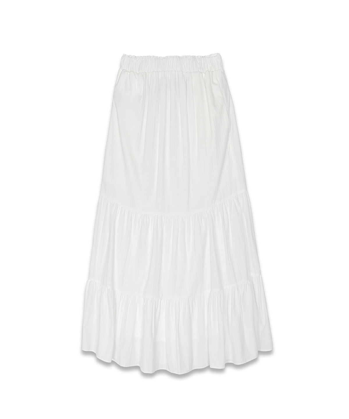 마롯(MARROT) SHIRRING FRILL LONG SKIRT_WHITE