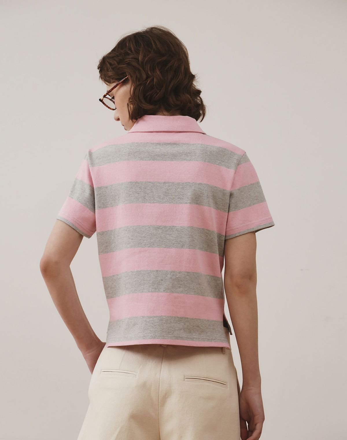 지에마르(GIEMAR) WIDE STRIPE COLLAR TEE PINK  긴팔/반팔