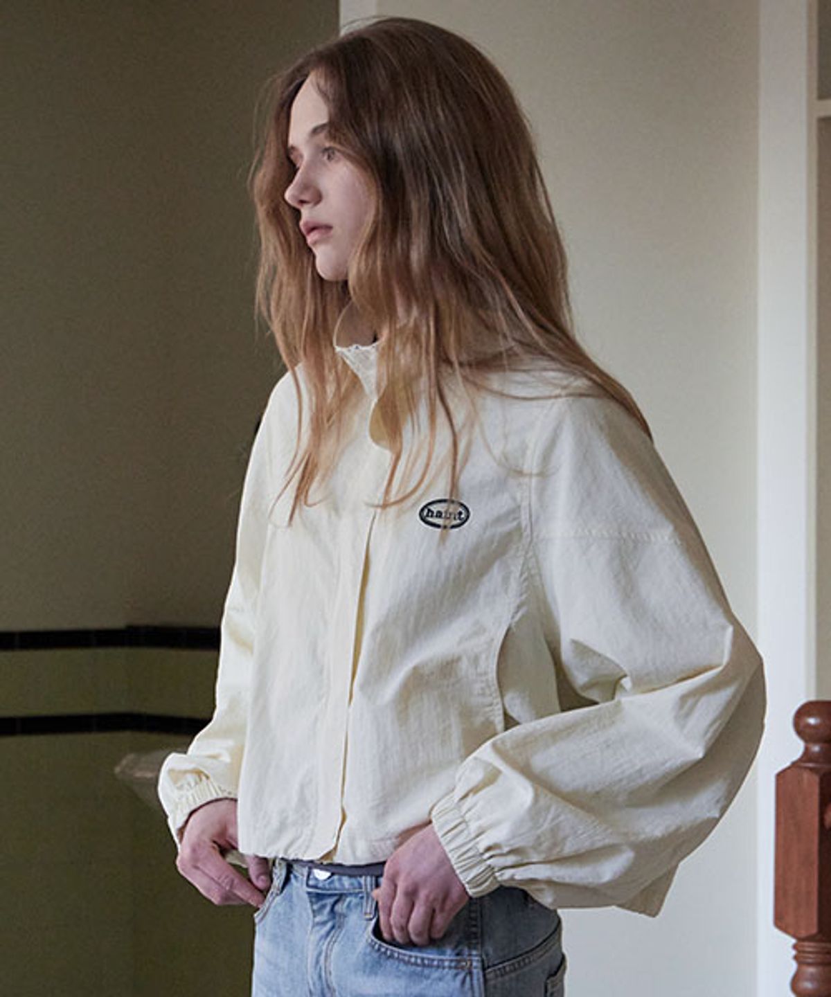 헤인트(HAINT) HIGH NECK WIND BREAKER JUMPER_2COLORS_CREAM