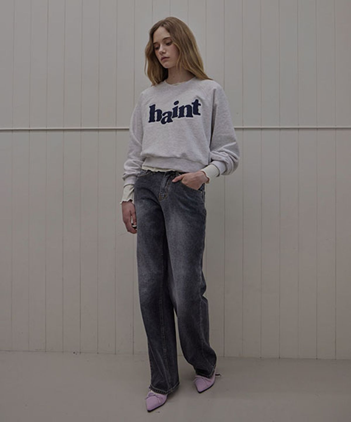 헤인트(HAINT) CELINE LONG WIDE DENIM PANTS