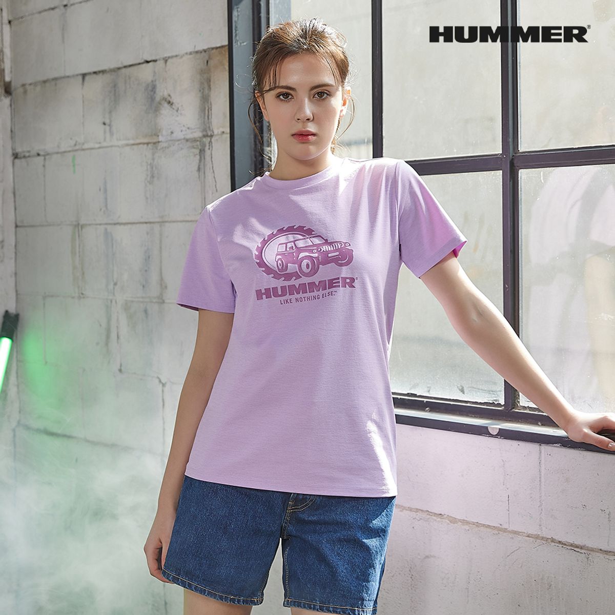 험머(HUMMER) 우먼 H5 스포츠 소로나 반팔 티셔츠 바이올렛