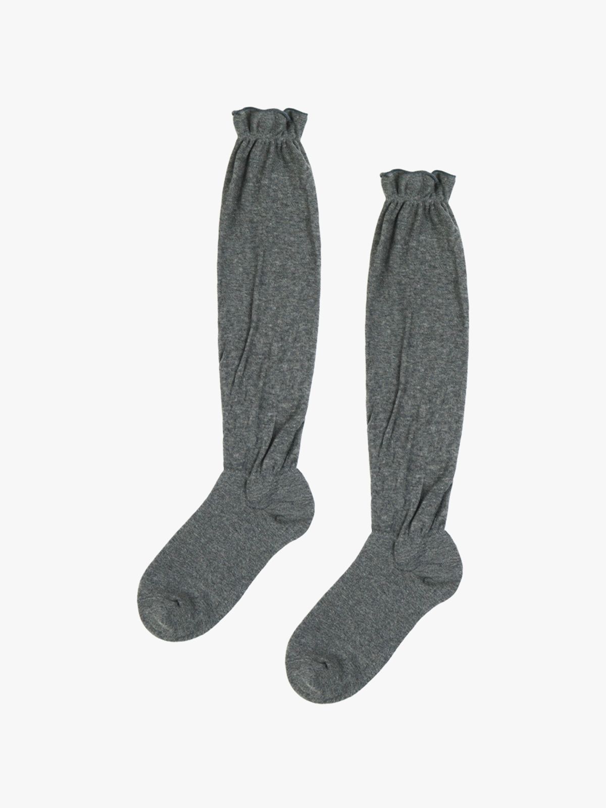 핑크파인애플(PINK PINEAPPLE) FRILL SEE-THROUGH KNEE SOCKS_GREY