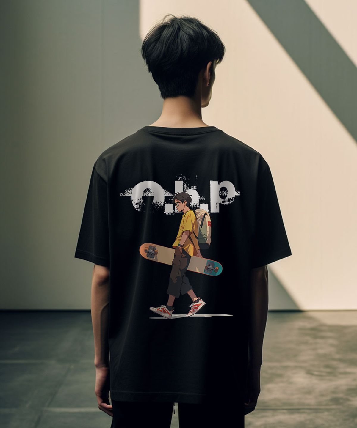 원헌드레드퍼센트(OHP) OHP X HARMONIA b롱보드보이 세미오버 반팔티