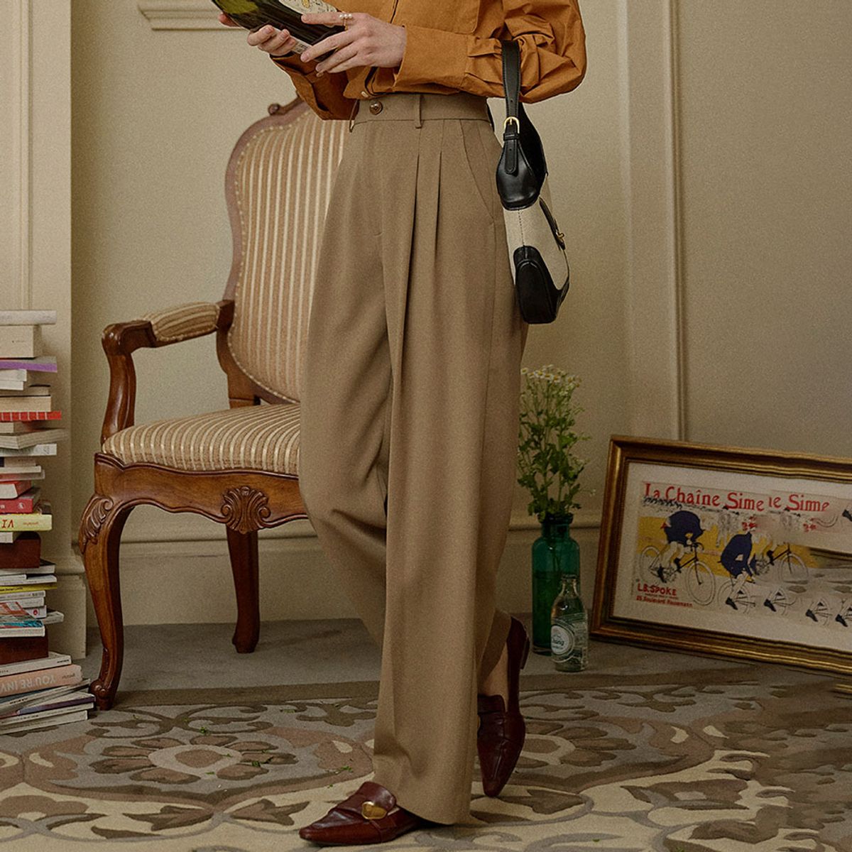 심플레트로(SIMPLE RETRO) SR_Drape straight leg pants