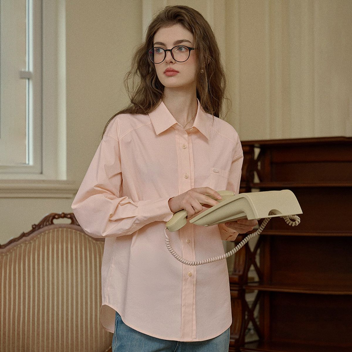 심플레트로(SIMPLE RETRO) SR_Cotton classic loose shirt_4color