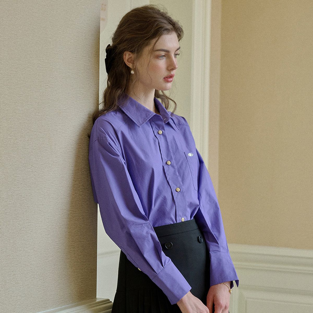 심플레트로(SIMPLE RETRO) SR_Cotton classic loose shirt_4color