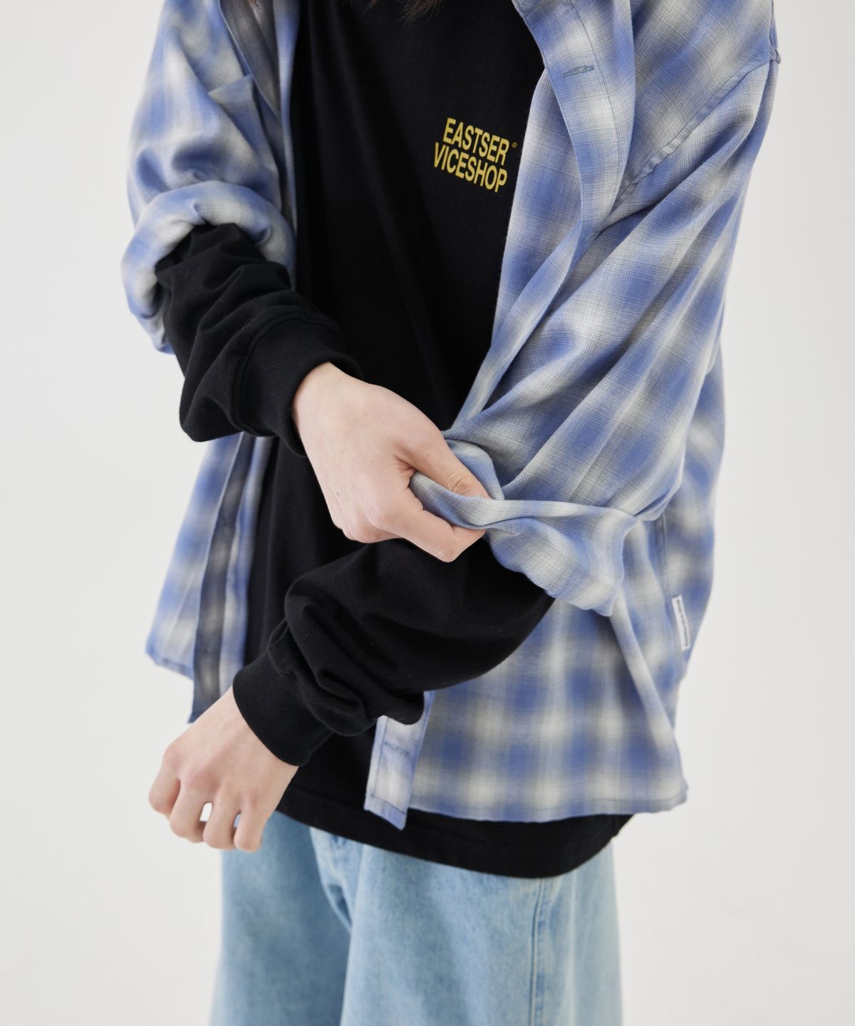 이스트서비스샵(eastserviceshop) Relaxed Ombre Check Shirt - Blue