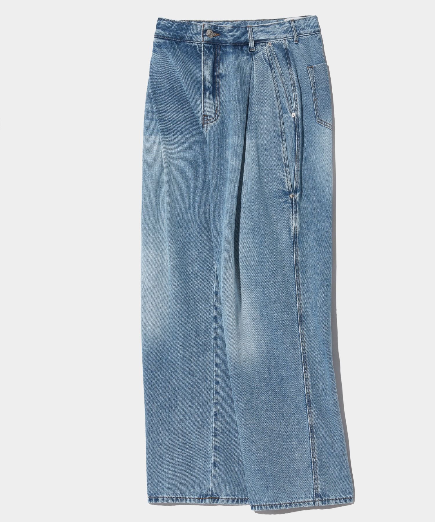 MUSINSA | SATUR Vinales Retro Two Tuck Denim Pants Light Blue
