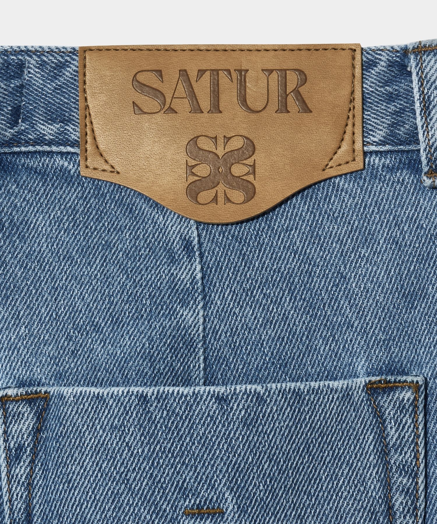 MUSINSA | SATUR Vinales Retro Two Tuck Denim Pants Light Blue