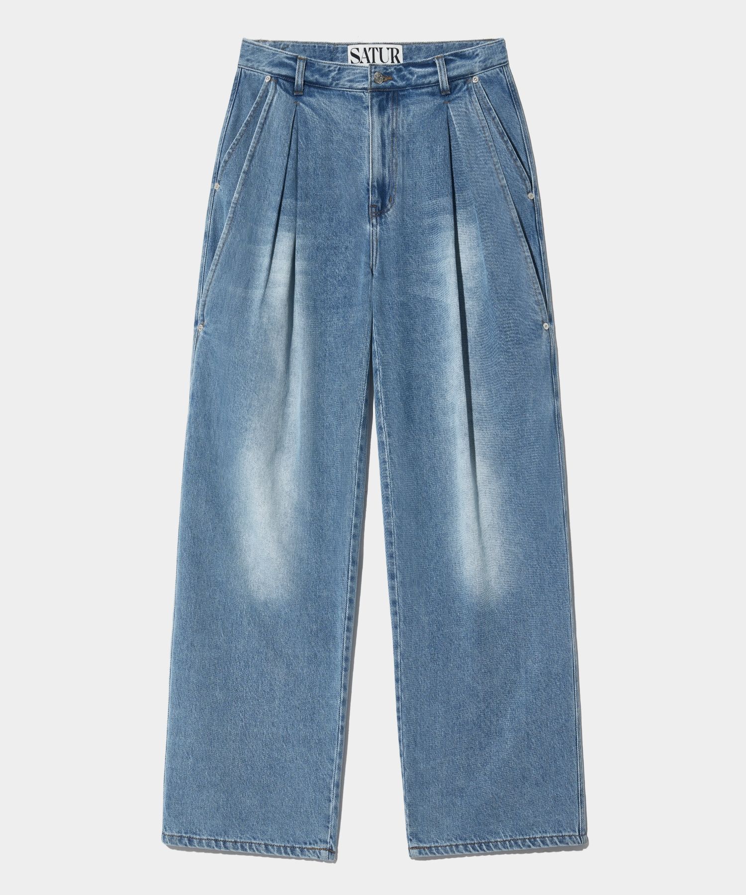 【SATUR】Vinales Retro 2-Tuck Denim Pants - Light Blue MUSINSA | SATUR Vinales Retro Two Tuck Denim Pants Light Blue