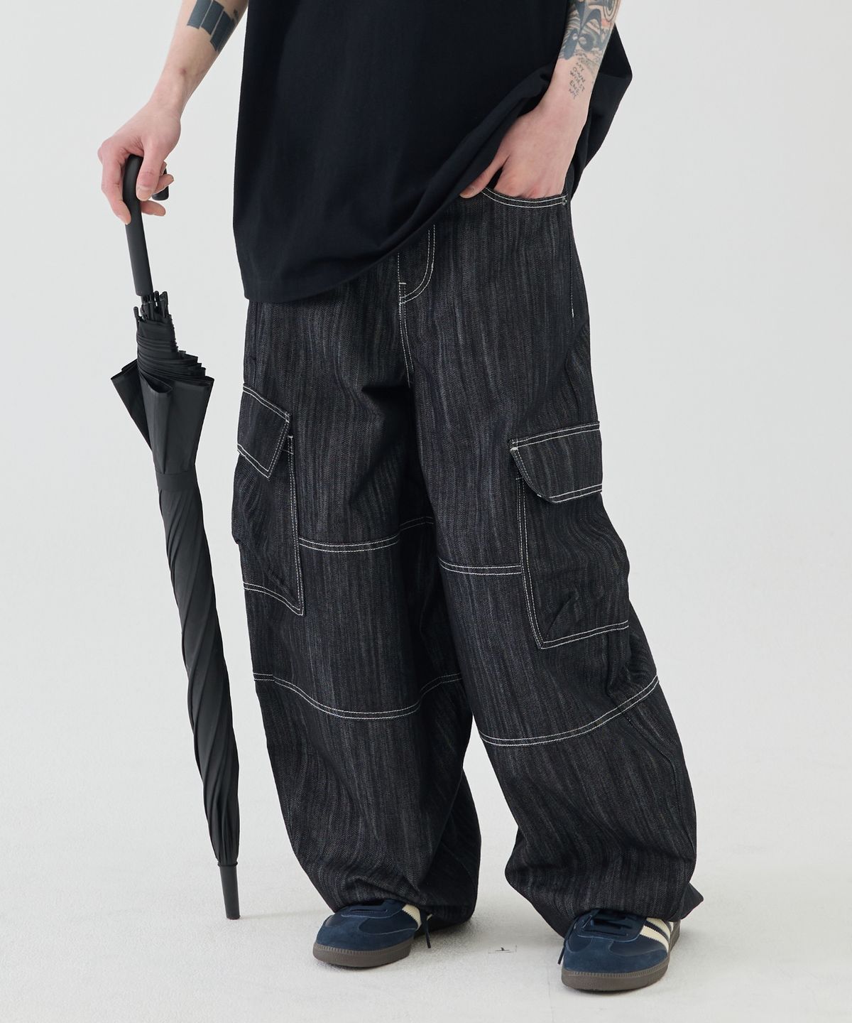 이스트서비스샵(eastserviceshop) Ballon Stitch Denim Pants - Blue